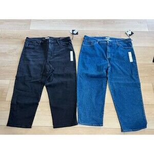 2 Pairs Of Ava & Viv Womens Plus Size 26W High Rise Slim Straight Black/Blue